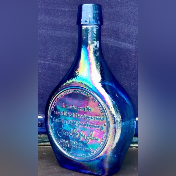 Vintage 1971 Antique WHEATON CARNIVAL GLASS Charles Evans Hughes Decanter Bottle - Picture 4 of 6